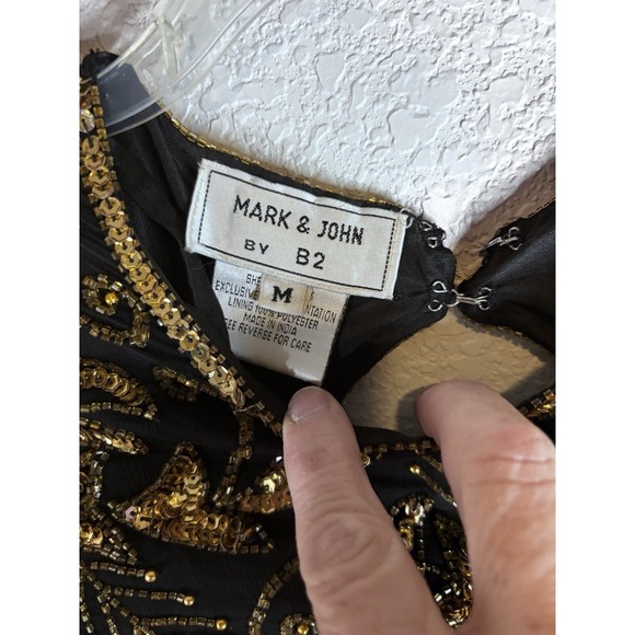 VTG Mark & John By B2 Dress 100% Silk, Keyhole Back, Sequins & Beaded Cocktail M - Picture 6 of 15